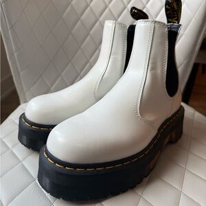 Dr. Martens White Ankle Boots with Chunky Black Sole